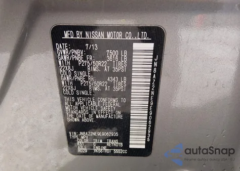 2014 Infiniti Qx80 z USA, uszkodzony, nr VIN JN8AZ2NE9E9062935